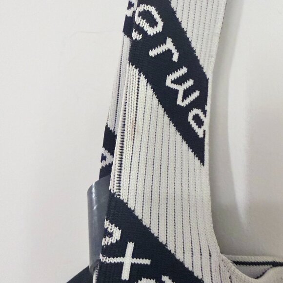 Alexander Wang Knit Jacquard Diagonal Logo Shopper Tote Black White - Picture 8 of 10